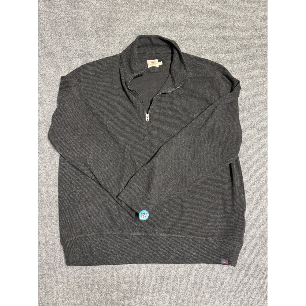 Faherty Legend Sweater Quarter Zip Pullover Black Heather Men's Size Large